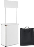 VEVOR Promotion Counter Table, Portable Tradeshow Podium Table, 30.91" x 14.96" x 71.46", Display Exhibition Counter Stand Booth Fair with Wall, Pop Up Podium with Storage Rack/Carrying Bag