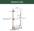 Rolling Storage Cart, 3 Tier Bathroom Organizer Mobile Shelving Unit, Metal Utility Cart Tower Rack for Kitchen Laundry Narrow Places(Fully Assembled Furniture, White)