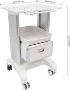 Salon Cart,Freestanding Salon Trolley Storage Cart Utility Cart,Lab Utility Cart with 1 Drawers & 2 Top Tray,Mobile Trolley with 4 Universal Wheels, Capacity 220.46lbs