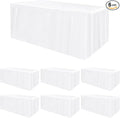 HolidayIdeas Fitted Rectangle Table Cloths 8ft Table Covers for Vendor Booth Display, Banquet, Wedding, Parties,30x96 Inch, White, 6 Pcs