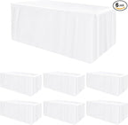 HolidayIdeas Fitted Rectangle Table Cloths 6ft Table Covers for Vendor Booth Display, Banquet, Wedding, Parties,30x72 Inch, White, 6 Pcs
