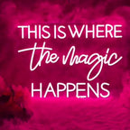 This Is Where The Magic Happens Neon Sign,20inches Custom Beauty Salon Neon Decor,LED Sign for Beauty Room,Pink Beauty Office Sign,Wedding Party Sign