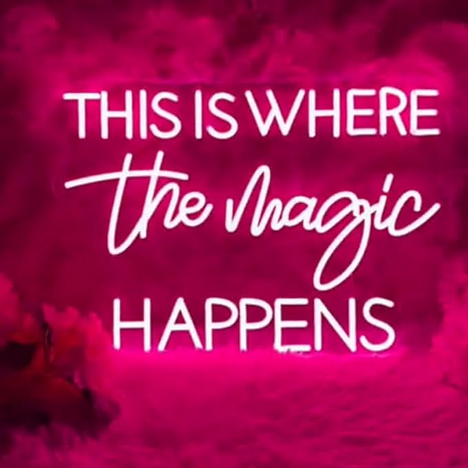 This Is Where The Magic Happens Neon Sign,20inches Custom Beauty Salon Neon Decor,LED Sign for Beauty Room,Pink Beauty Office Sign,Wedding Party Sign