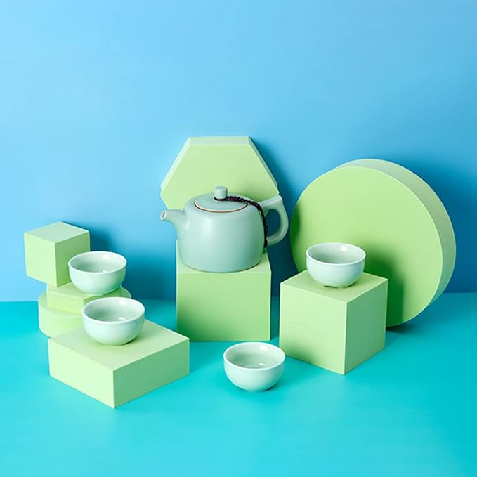 8PCS Geometric Cube Photo Props Set, Hard Foam Photography Background Props for Goods, Crafts, Lipstick, Jewelry, Cosmetics, Makeup Tools, Food (Green)