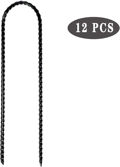10"x2" Trampolines Wind Stakes Heavy Duty U Shape Galvanized Steel Trampoline Stakes Ground Anchors with Sharp End for Camping Tent, Garden Staples, Trampoline Pins (12)