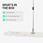 Commercial Dust Mop – 60 Inch Floor Sweeper for Hardwood, Reusable Cotton Mop Head, Extendable Handle, Dry Mop for Floor Cleaning & Janitorial Supplies
