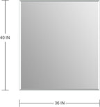 Ruomeng Frameless Mirror for Wall, 40x36 Inch Bathroom Vanity Mirror Farmhouse, Large Rectangle Mirror with Beveled Edge, Tempered Glass, Hangs Horizontally or Vertically