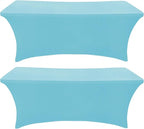 SEPARO 2 Pack 6 Ft Blue Mist Spandex Table Cover Fitted Rectangular Tablecloth Stretchable Fabric Table Cloth 6 ft Wrinkle-Free for Party Tradeshows Banquet Weddings Cocktail