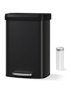 Garvee 13 gal / 50 L Metal Trash Can with Lid, Large Garbage Can for Kitchen, Rustproof Step-on Kitchen Metal Trash Bin with Liner Rim, Rear Handle, Soft Close Plastic Lid, Black