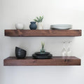 Urbandi Modern Floating Shelves 3 Inches Thick for Wall, Wide Shelves for Kitchen, Living Room, Bedroom, and Bathroom, Natural Pine Wood, Rustic Wooden Shelf, (Set of 2) (Provincial, 24Lx3Hx8D)