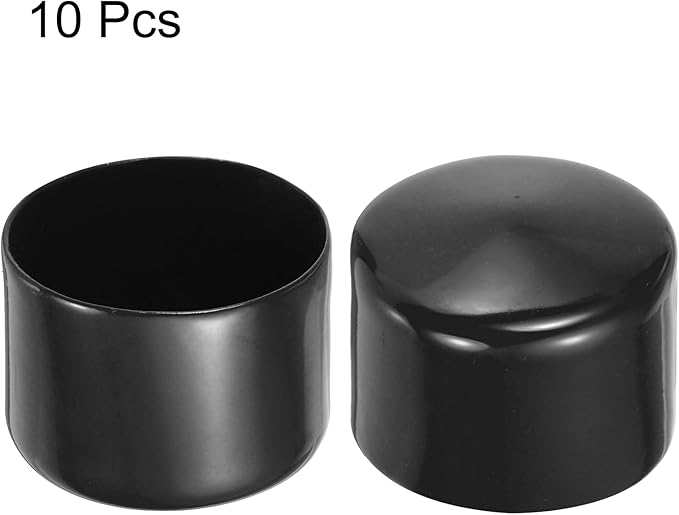uxcell 10pcs Rubber End Caps 63mm(2 1/2 Inch) ID Vinyl Round End Cap Cover Screw Thread Protector Black