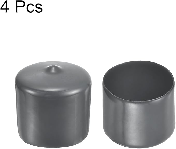 uxcell 4pcs Rubber End Caps 1 7/8"(48mm) ID Vinyl Round End Cap Cover Screw Thread Protectors Dark Grey, 40mm Height