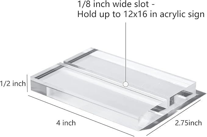 UNIQOOO 4" Clear Acrylic Stand | 6 Pack 3mm Slot Wedding Sign Holders, Perfect for Wedding, Table Number, Exhibition, Office, Restaurant, Business