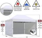 Eurmax USA 10'x15' Pop-up Canopy Tent Commercial Instant Canopies with 4 Removable Zipper End Side Walls and Roller Bag, Bonus 4 SandBags(Burgundy)