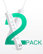2 Pack Power Strip Surge Protector, 15FT Long Extension Cord, Surge Protector with 6 Outlets and 4 USB Charging Ports(2 USB C), Flat Plug Overload Protection, Wall Mount for Home Office Dorm College