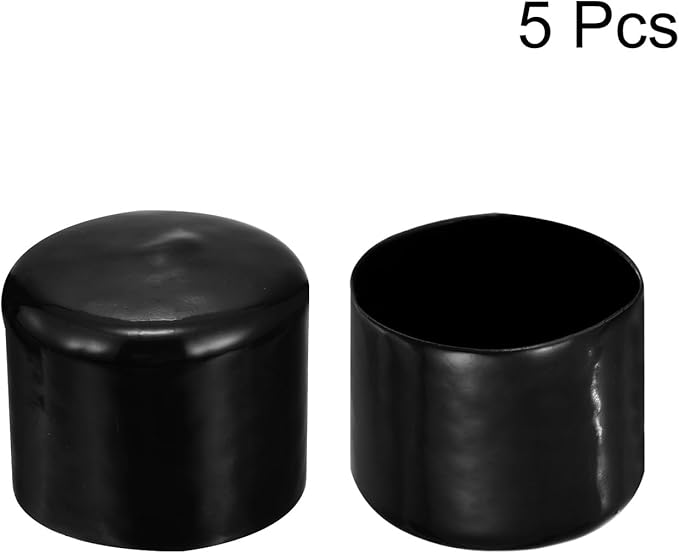 uxcell 5pcs Rubber End Caps 2 1/16"(53mm) ID Vinyl PVC Round Tube Bolt Cap Cover Screw Thread Protectors Black
