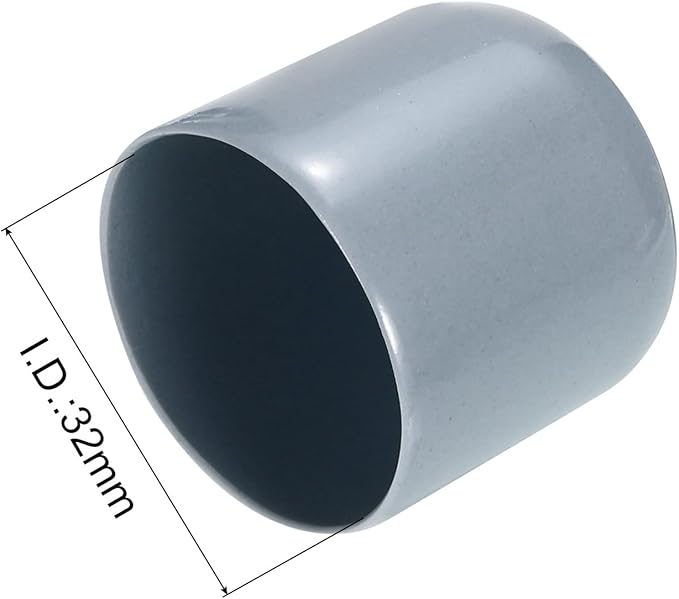 uxcell 10pcs Rubber End Caps 32mm(1.3") ID Vinyl Round End Cap Cover Screw Thread Protectors Grey
