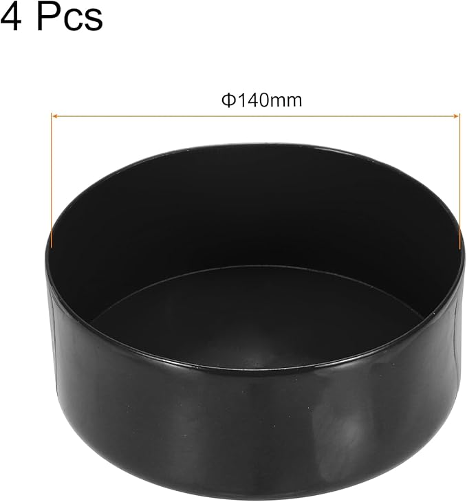 uxcell 4pcs Rubber End Caps 140mm(5 1/2 Inch) ID x 80mm(3 1/8 Inch) H Vinyl Round End Cap Cover Screw Thread Protectors Black