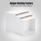 Clisela 3pcs Acrylic Cube Display Stands Box Risers with Hollow Bottoms, Food Risers for Buffet Table, Decorative Display Stand Shelf for Dessert Collectibles Jewelry Figures Show - White 6" 7" 8"