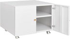 Print Mobile Printer Stand, Rolling Filing Cabinet, Lateral Office Filing Cabinet fits A4 or Letter Size for Home Office (White, H17.72)