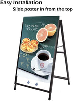 A Frame Sidewalk Sign 24x36 Inches Sandwich Board Signs Outdoor, Heavy Duty Double-Sided A Frame Sign Holder with 2 Anti-Glare Covers & Corrugated Plastic Boards, 2 Pack
