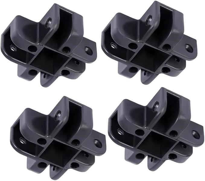 Pop-Up Canopy Center Connector 4-Way Black Plastic, Fits 34×34mm Square Tubes for Gazebo Tent and Awning Frames, Quick Screw-On Assembly, 4-Pack for Outdoor Camping Use(Down Four Forks)