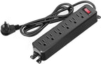 Wall Mount Power Strip,Flat Plug Power Strip with Switch,10ft Extension Cord,6 Outlets, Flexible Installation for Home, Office,and School,ETL Listed,Black (10ft,6 outlets)