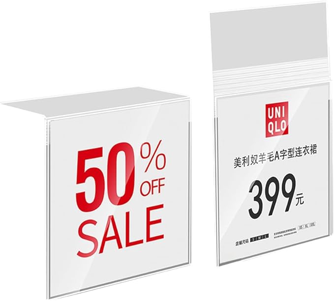 Self Adhesive Label Holder Acrylic Price Tag Displays Sign Holder Clear Table Counter Top Stand 2 Pack (（A4） 297*210mm/11.69*8.27 inches )