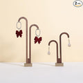 GemeShou 2 pcs walnut earring display stands for selling, cute earring hanger, wood hanging earring holder for boutique display【Y shape rectangle base-2pcs】