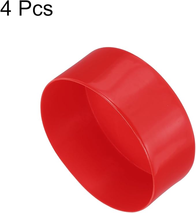 uxcell 4pcs Rubber End Caps 4 3/4"(120mm) ID Vinyl Round End Cap Cover Screw Thread Protectors Red, 50mm Height