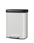 Garvee 16 gal / 60 L Metal Trash Can with Lid, Large Garbage Can for Kitchen, Rustproof Step-on Kitchen Metal Trash Bin with Liner Rim, Rear Handle, Soft Close Plastic Lid, White