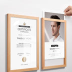 Wall Mount Acrylic Sign Holder Self Adhesive Magnetic Display Frame Clear Document Frame for Office, Store, School, Home, Wall Picture Frame (Beech A5 148×210mm/5.83×8.27inches)