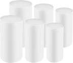 OUKANING 6 PCS Metal Display Pedestal Stands, White Cylinder Display Stands Pillars, Decoration Cube Sculpture Display Column for Wedding Party Baby Shower Birthday, H27.56'', 26'', 23.62''