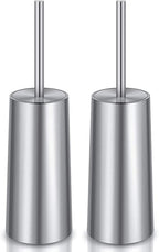 Toilet Brush and Holder, 2 Pack Toilet Brush Stainless Steel, Toilet Bowl Brush for Bathroom Toilet-Ergonomic, Elegant,Durable (Silver)