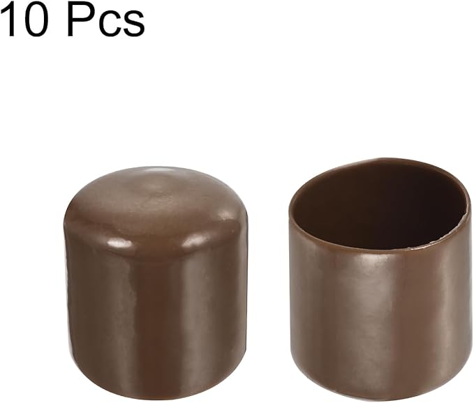 uxcell 10pcs Rubber End Caps 31mm(1 1/4") ID Vinyl Round End Cap Cover Screw Thread Protectors Brown