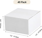 Calenzana 7x7x4 Shipping Boxes Set of 40, White Corrugated Cardboard Box for Mailing Packing Gifts Small Business