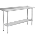 Hally Stainless Steel Table for Prep & Work 18 x 60 Inches, NSF Commercial Heavy Duty Table with Undershelf and Backsplash for Restaurant, Home and Hotel