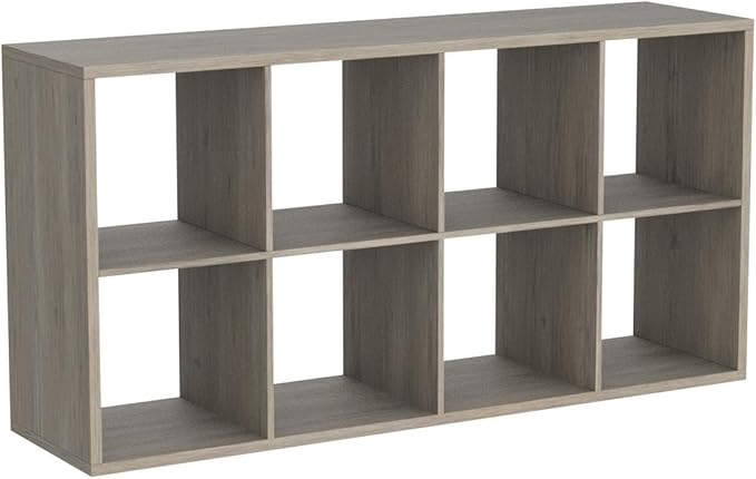 Fencer Wire 13-Inch Cube Storage Organizer Shelf, with Extra Thick Exterior Edge, Room Open Storage Shelf Divider, Bookcase, 6-Cube / 8-Cube / 9-Cube, Colors Available in Rustic Grey Oak and White