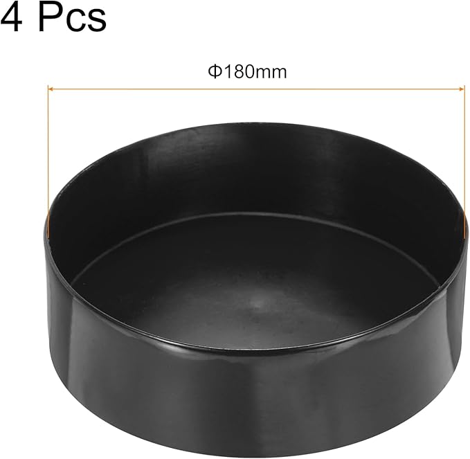 uxcell 4pcs Rubber End Caps 180mm(7 1/16 Inch) ID x 80mm(3 1/8 Inch) H Vinyl Round End Cap Cover Screw Thread Protectors Black