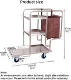 Commercial 3-Shelf Janitorial Cart, Stainless Steel Cleaning Supplies Organizer, Cleaning Cart on Wheels, for School, Hotel, Apartment & More
