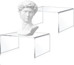 2 Pcs 7 x 7 Inch Large Acrylic Risers Display Stands 5 mm Thick Acrylic Shelf Riser Showcase for Collectibles Jewelry Cupcakes Food Figures Perfume Cabinet (Clear)