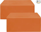HolidayIdeas Fitted Orange Table Covers - 96 x 30 Inch - 2 Pack Rectangle Tablecloths for 8 Foot Tables, Polyester Fabric Tablecloth for Folding Table, Parties, Holiday Dinner, Wedding, Trade Show