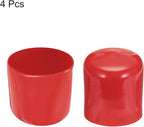 uxcell 4pcs Rubber End Caps 41mm ID Vinyl Round End Cap Cover Screw Thread Protectors Red, 40mm Height