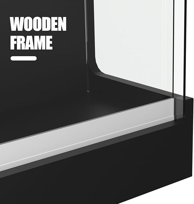 48" W x 22" D x 42" H - Retail Sales Counter with Adjustable Glass Shelves, Tempered Glass, Black Laminated Particle Board, Locking Drawers