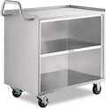 21" x 33" Stainless Steel Utility Cart with Enclosed Base and Open Front - 3 Shelf Heavy-Duty Commercial Service Cart - NSF Prep & Work Table for Kitchen, Catering, Restaurant