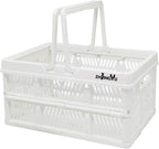 crates for storage,plastic baskets for organizing,collapsible shopping basket,foldable crate with Handles,collapsible storage crate,car basket,for Kitchen,Bathroom,Medicine (White, S)