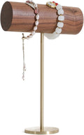 GemeShou Walnut Bracelet Holder-High, Wood Bracelet Storage Organizer, Brass T Bar Display, Perfect for Jewelry Boutique Store
