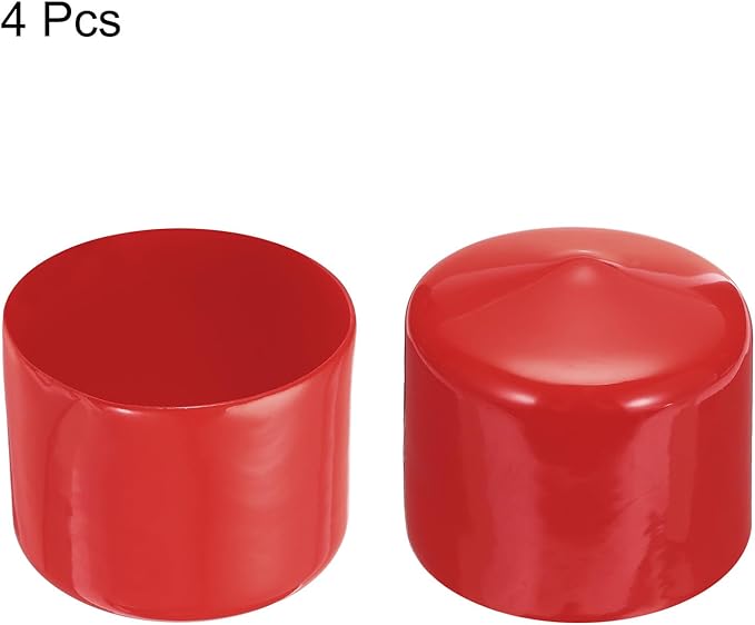 uxcell 4pcs Rubber End Caps 53mm ID Vinyl Round End Cap Cover Screw Thread Protectors Red, 40mm Height