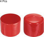 uxcell 4pcs Rubber End Caps 53mm ID Vinyl Round End Cap Cover Screw Thread Protectors Red, 40mm Height