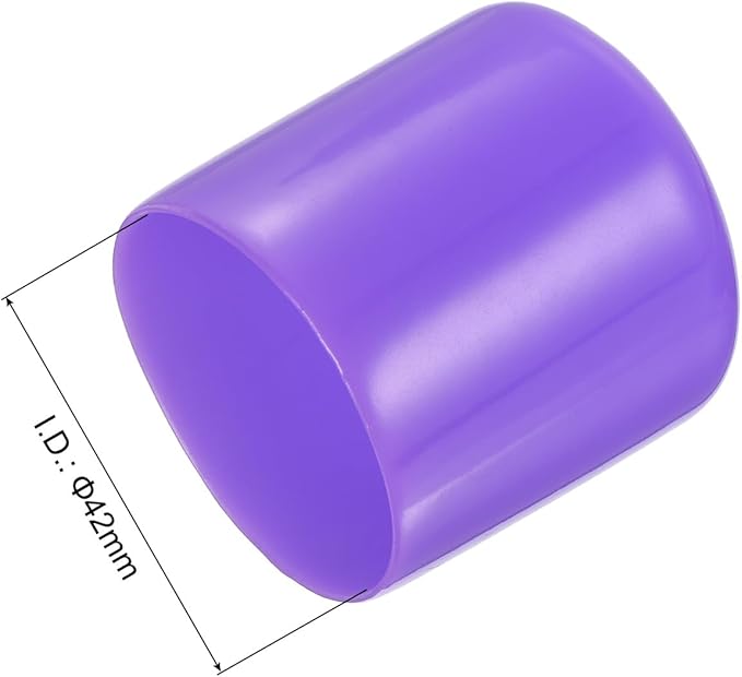 uxcell 10pcs Rubber End Caps 42mm(1 5/8") ID Vinyl Round End Cap Cover Screw Thread Protectors Purple